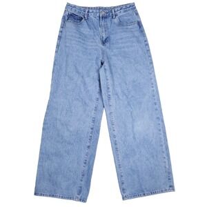 SHEIN Jeans Wide Leg Relaxed Fit Large Light Blue Casual‎ Clean Girl Soft Grunge